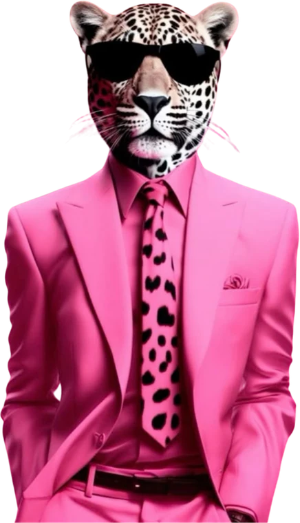 Leopardo con traje fucsia, imagen de Estudio Garbo