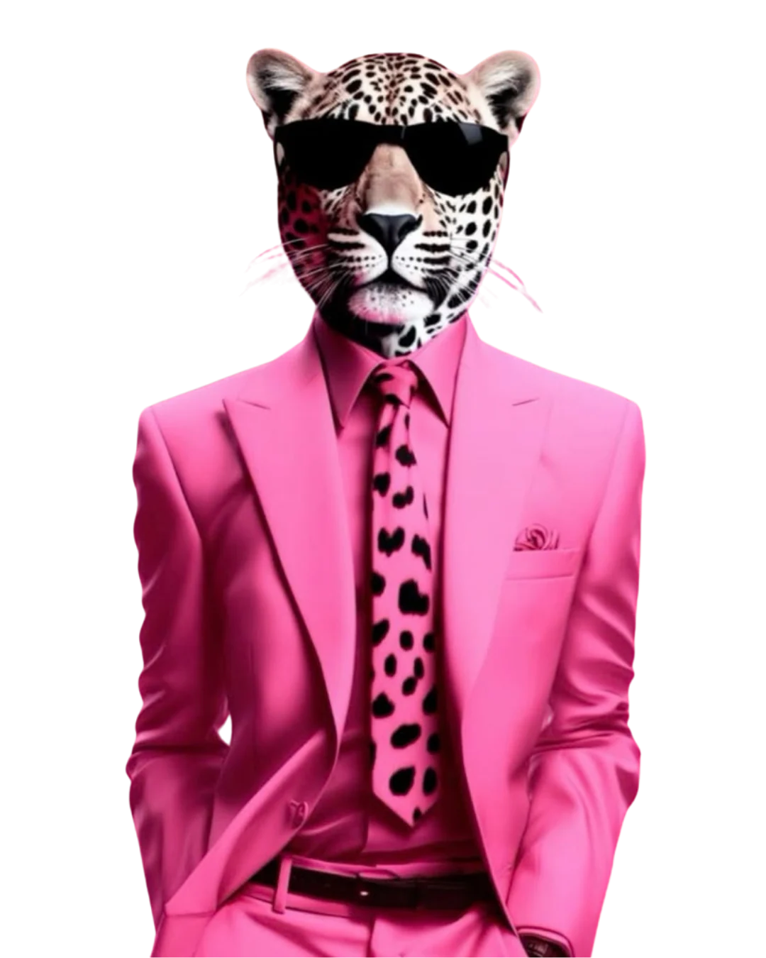 Leopardo con traje rosa, imagen de Estudio Garbo